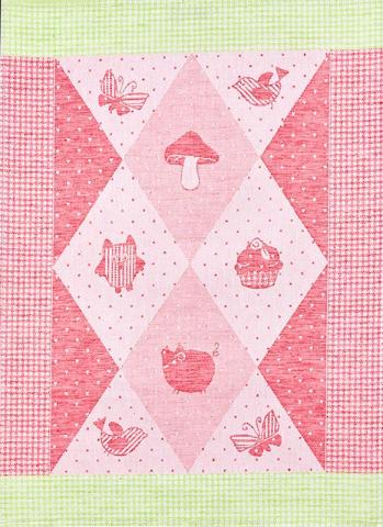 HANDDOEK LENTE PATCHWORK ROOD