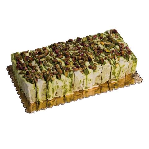 NOUGATCAKE PISTACHE GEGLAZUURD